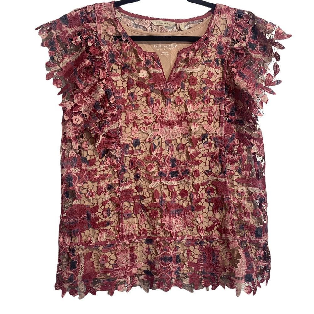 Soft Surroundings Bougainvillea Blouse & Tank in Rose New with Tag-M